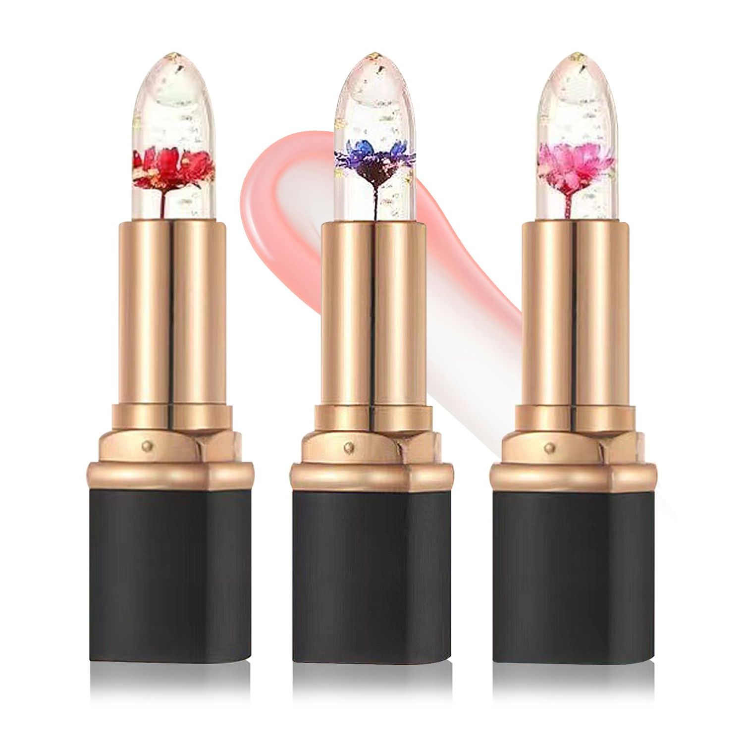 LZYLLS 3PCS Color Changing Lipstick,Magic Lipstick Jelly Lip Balm,Long Lasting Waterproof Temperature Color Change Lip Gloss (C)