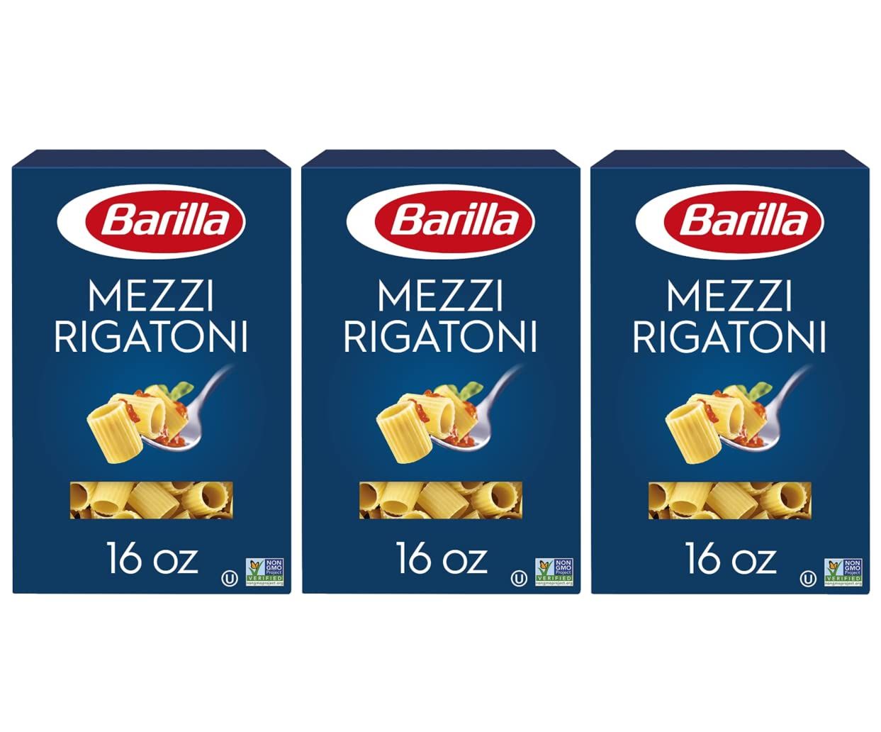 Barilla, Mezzi Rigatoni Pasta, 16oz Box (Pack of 3)