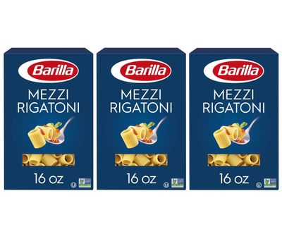 Barilla, Mezzi Rigatoni Pasta, 16oz Box (Pack of 3)