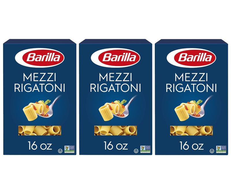 Barilla, Mezzi Rigatoni Pasta, 16oz Box (Pack of 3)