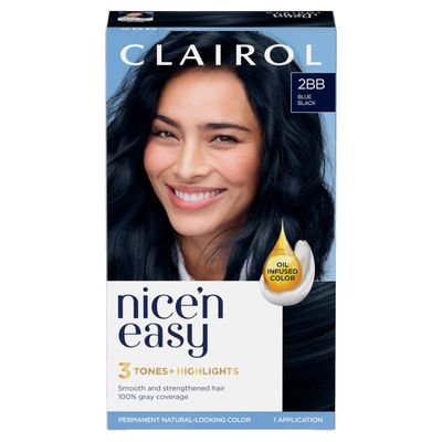 Clairol Nice&#39;n Easy Permanent Hair Dye, 2BB Blue Black Hair Color, Pack of 1