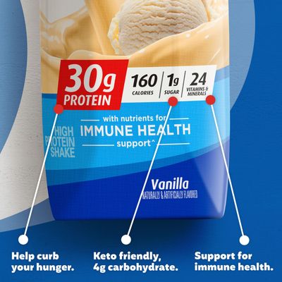 Premier Protein Protein Shake, Vanilla, 30g Protein, 1g Sugar, 11 fl oz Pack of 12
