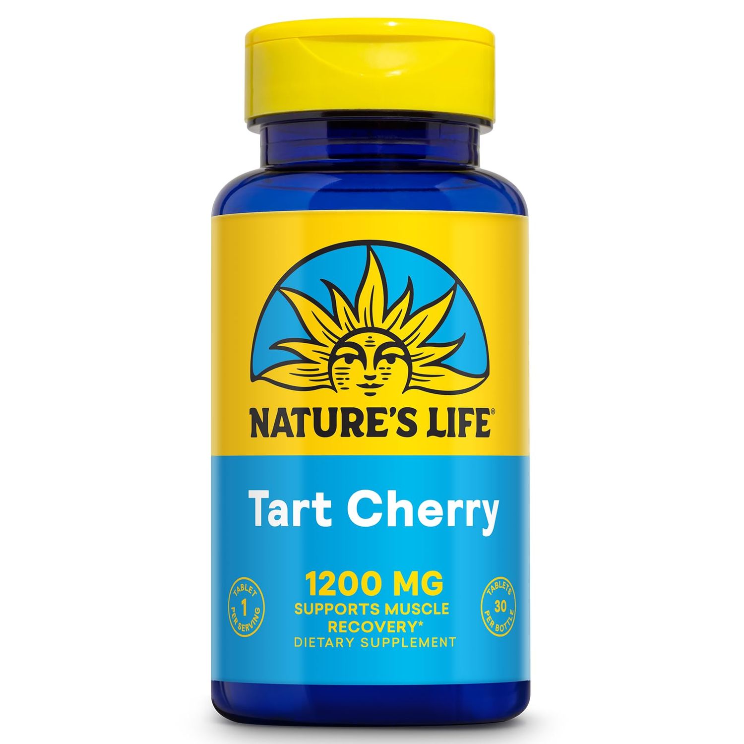 Nature&#39;s Life Tart Cherry 1200mg - Tart Cherry Juice Concentrate Tablets - Healthy Uric Acid Levels, Muscle Recovery Support - Source of Anthocyanins Antioxidants, 60-Day Guarantee, 30 Servings, 30ct