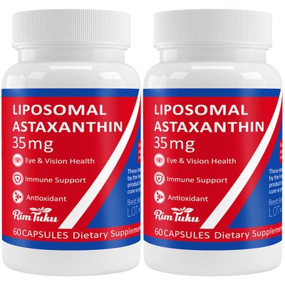 35mg Liposomal Astaxanthin Supplement - Powerful Antioxidant Support for Skin, Joint &amp; Eye Health - Natural Anti-Aging Formula with Pure Astaxanthin - Vegan, Non-GMO, 120 Capsules