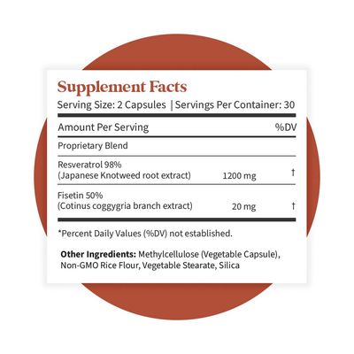 Pattern Wellness Resveratrol Supplement with Fisetin - Natural Antioxidant Booster - Whole Body & Heart Health, Healthy Immune Responses - No Fillers & Binders - USA Tested - 60 Non-GMO Capsules