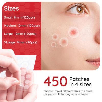 ZenTroveUSA 450 Pimple Patches for Face, 4 Size Acne Patches, Hydrocolloid Patches for Covering Zits and Blemishes, Spot Stickers with Salicylic Acid, Glycolic Acid, Tea Tree Oil and Calendula Oil