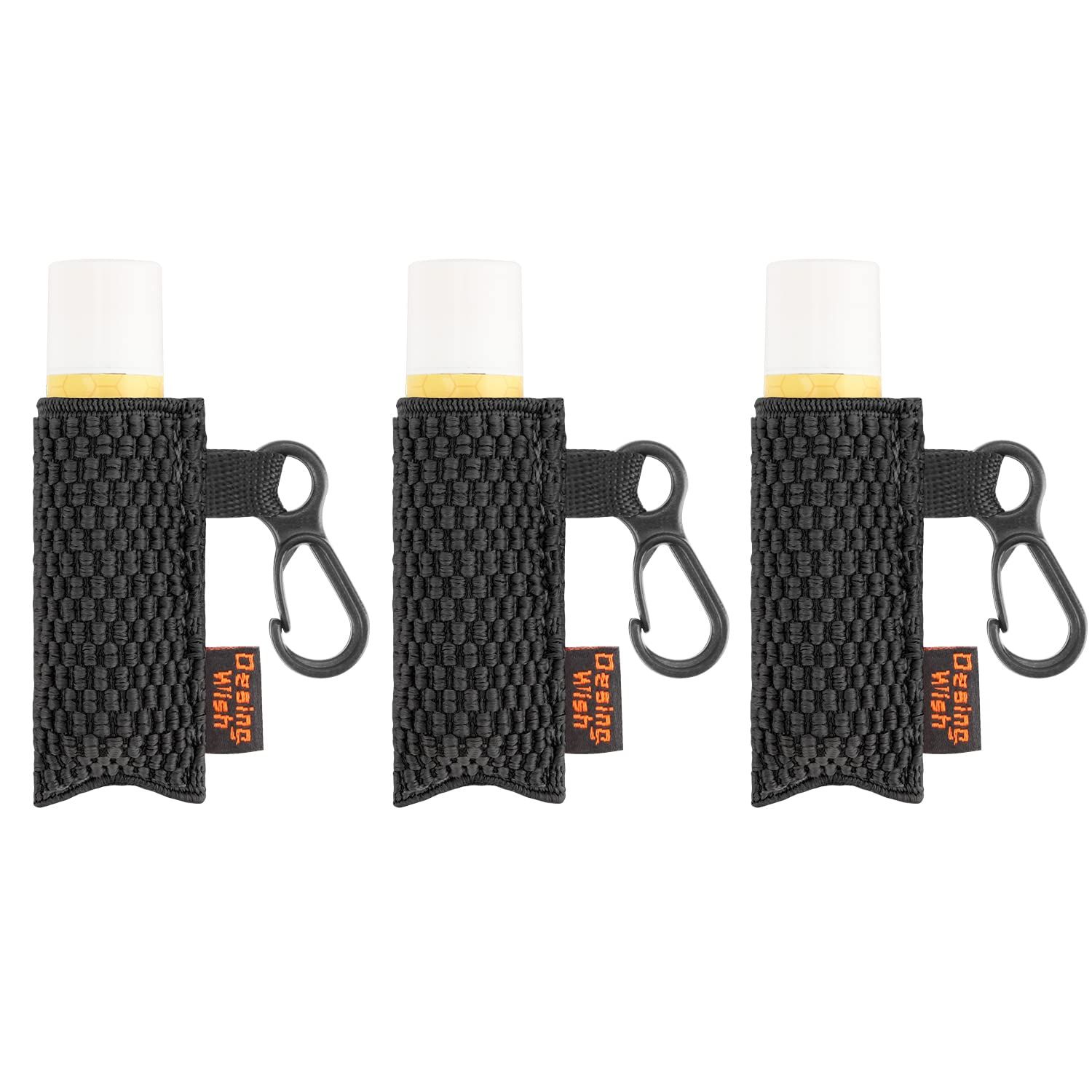 Desing Wish 3 Pack Chapstick Holder Keychain Clip On Lipstick Sleeve Anti-Lost Lip Balm Holder Key Chain Elastic Sleeves for Keys/Purse/Bag/Badge Holder (Black)