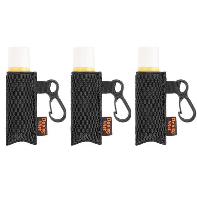 Desing Wish 3 Pack Chapstick Holder Keychain Clip On Lipstick Sleeve Anti-Lost Lip Balm Holder Key Chain Elastic Sleeves for Keys/Purse/Bag/Badge Holder (Black)