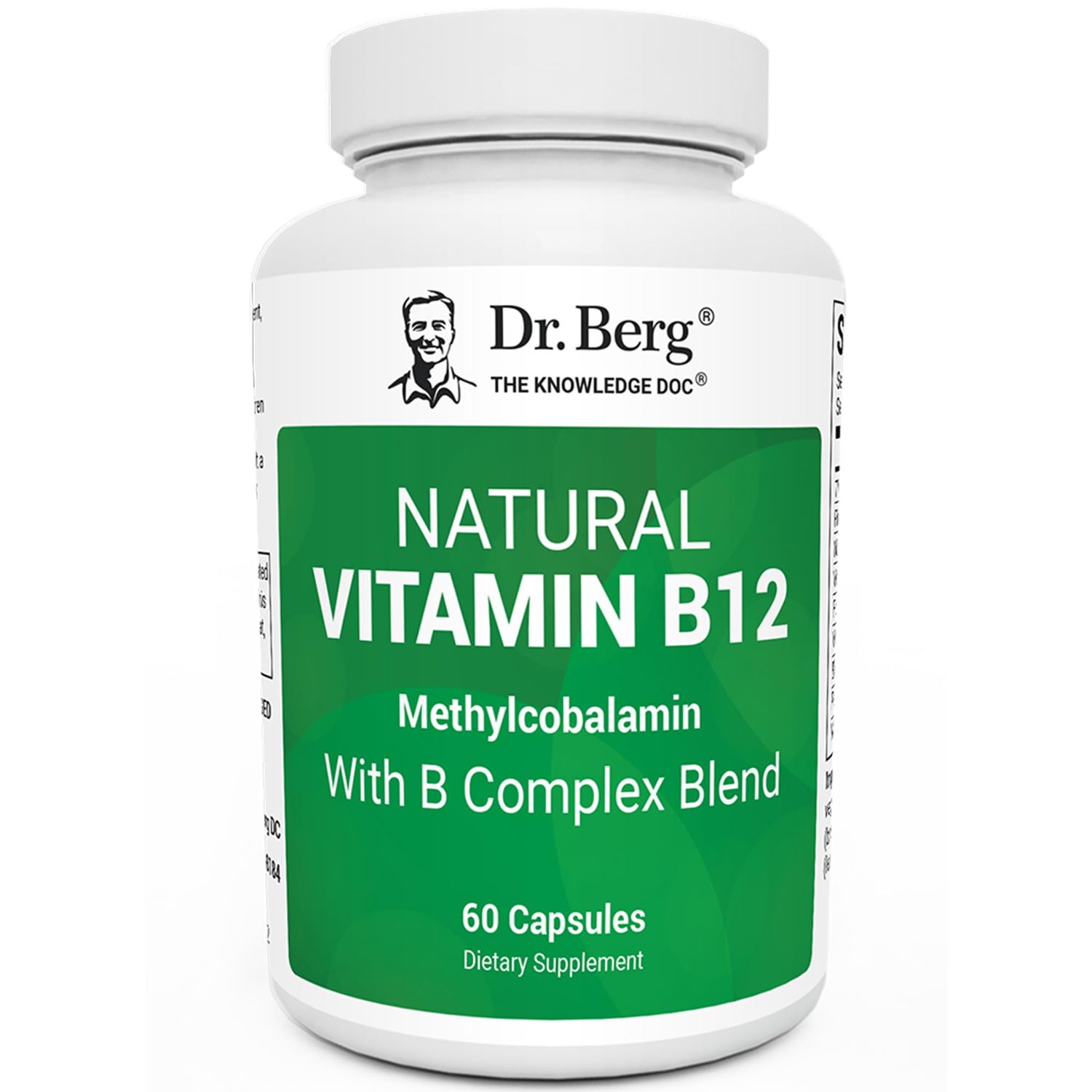 Dr. Berg Natural Vitamin B12 1000 mcg with B Complex Blend - Methylcobalamin B12 for Energy, Nerve Health, and Cognitive Function - Methylated B12 with Folate - 60 Capsules (2-Month Supply)