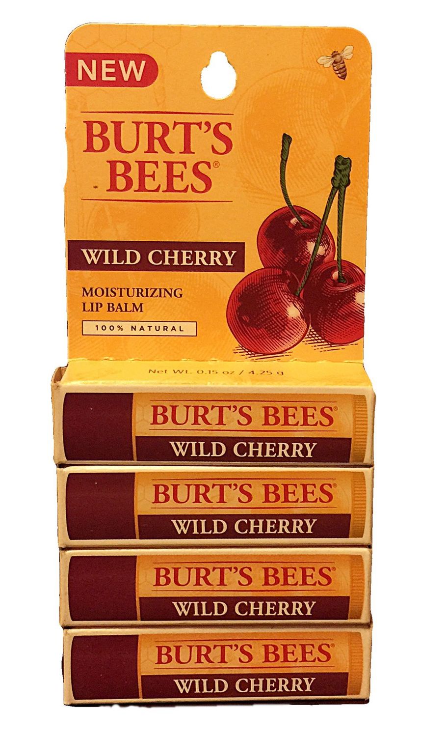 Burt&#39;s Bees Wild Cherry Moisturizing Lip Balm 0.15 oz 4 Pack