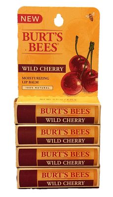 Burt&#39;s Bees Wild Cherry Moisturizing Lip Balm 0.15 oz 4 Pack