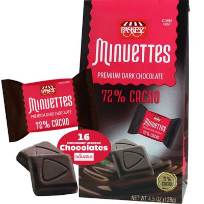 DOUzzle Fathers Day Chocolate Gift Box - Minuettes Premium 72 Dark Chocolate (14 Count, Pack of 1) Dairy Free, Low Carb (7g Net Carbs), High Fiber (4g), Protein-Rich (3g) - Kosher Parve