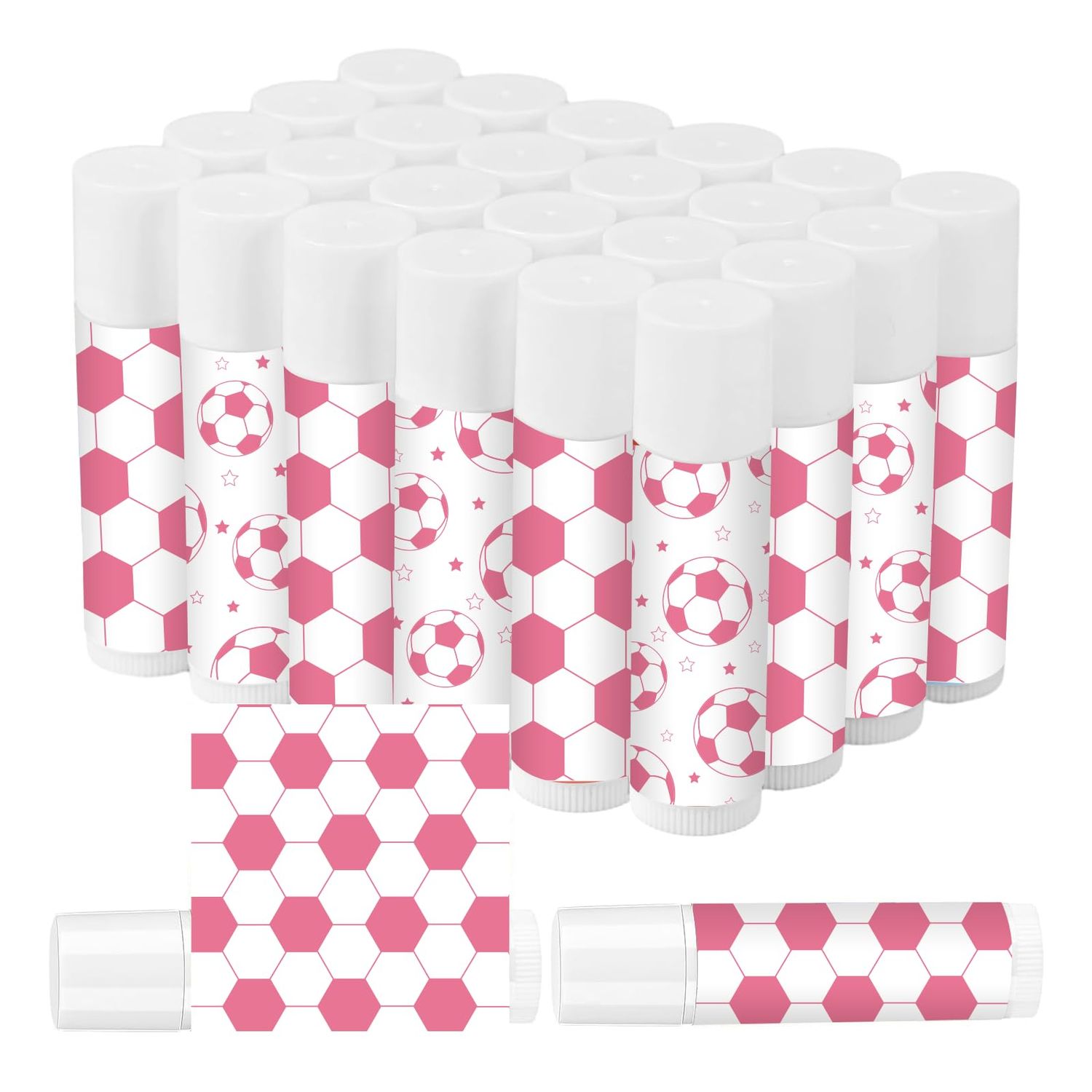 50 Pack Pink Soccer Lip Balm Bulk Gifts Team Party Favors Lip Care Moisturizing and Nourishing LipBalm Soccer Gifts for Girls Team Birthday Party Supplies