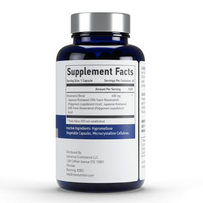 Meo Nutrition Resveratrol 600mg - 60 Capsules | Antioxidant Supplement | Non-GMO, Gluten-Free, Vegan | Supports Wellness & Vitality | Made in USA