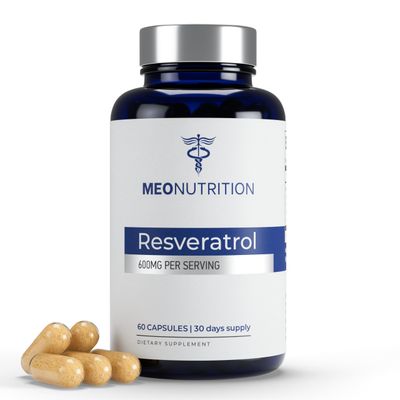 Meo Nutrition Resveratrol 600mg - 60 Capsules | Antioxidant Supplement | Non-GMO, Gluten-Free, Vegan | Supports Wellness &amp; Vitality | Made in USA