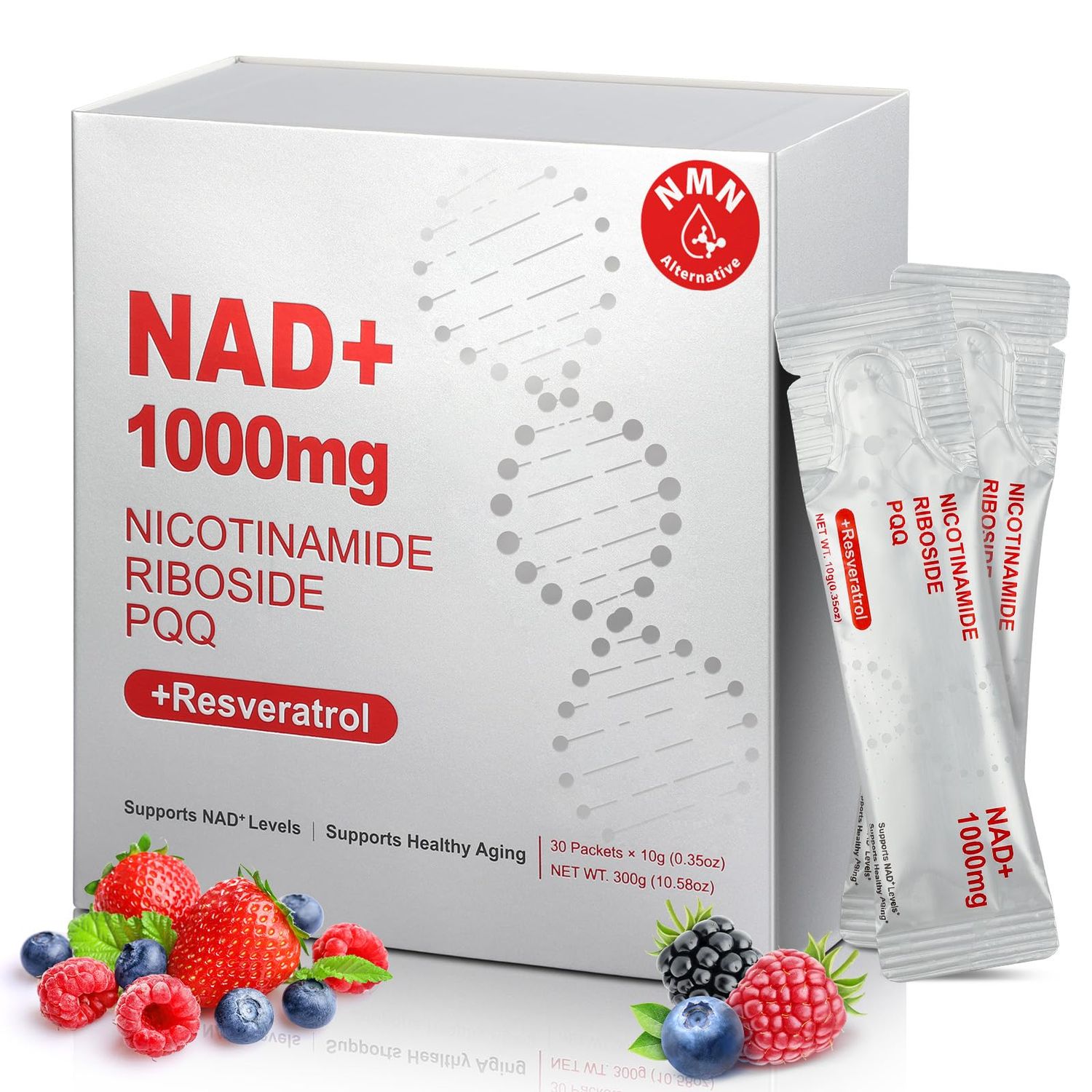 Jxiaoyumio NAD Liquid Supplement, NAD Liquid Supplement 1000mg, with Nicotinamide Riboside, Resveratrol &amp; PQQ, NAD Supplements for Men &amp; Women, Healthy Aging &amp; Boosts Cellular Energy - 30 Packs