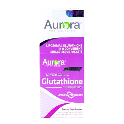 Aurora Nutrascience Mega-Liposomal Liquid Glutathione, Immune &amp; Antioxidant Gut Health Support Supplement, 750 mg per Serving, Non-GMO, Sugar-Free, 10 Single Serve Packets
