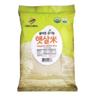 McCabe Organic White Rice - Korean White Rice | Rich in Fibers &amp; Minerals | USDA Certified Organic and CCOF Certified | Organic Rice White | Product of USA | 12 Lbs
