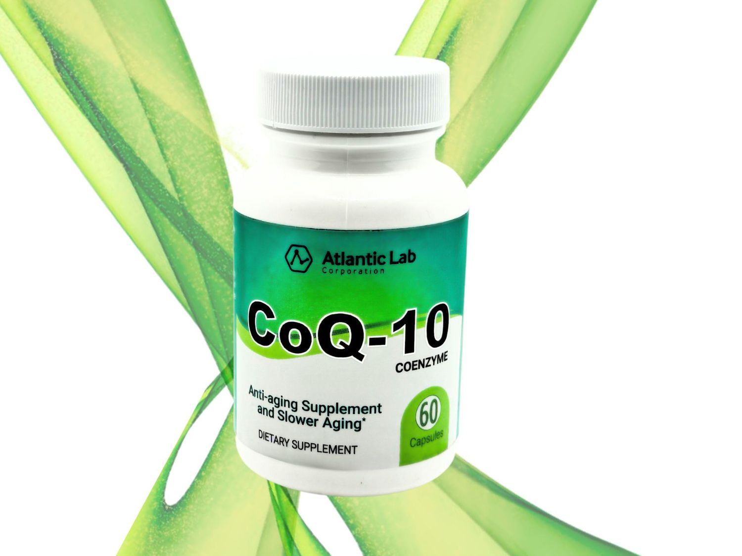 Atlantic Lab Corporation Coenzyme COQ-10 Anti-Aging and Slower-Aging, Support Heart Health with Our Fast Absorption Capsules. Vegan, Gluten Free, Keto, Paleo, All Diets, Low Carb 60 Count.