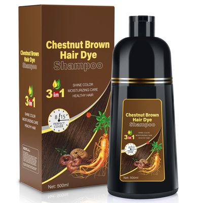 BOJICA Hair Dye Shampoo for Gray Hair Coverage, 3-in-1 Semi-Permanent Color Shampoo for Women &amp; Men Chestnut Brown