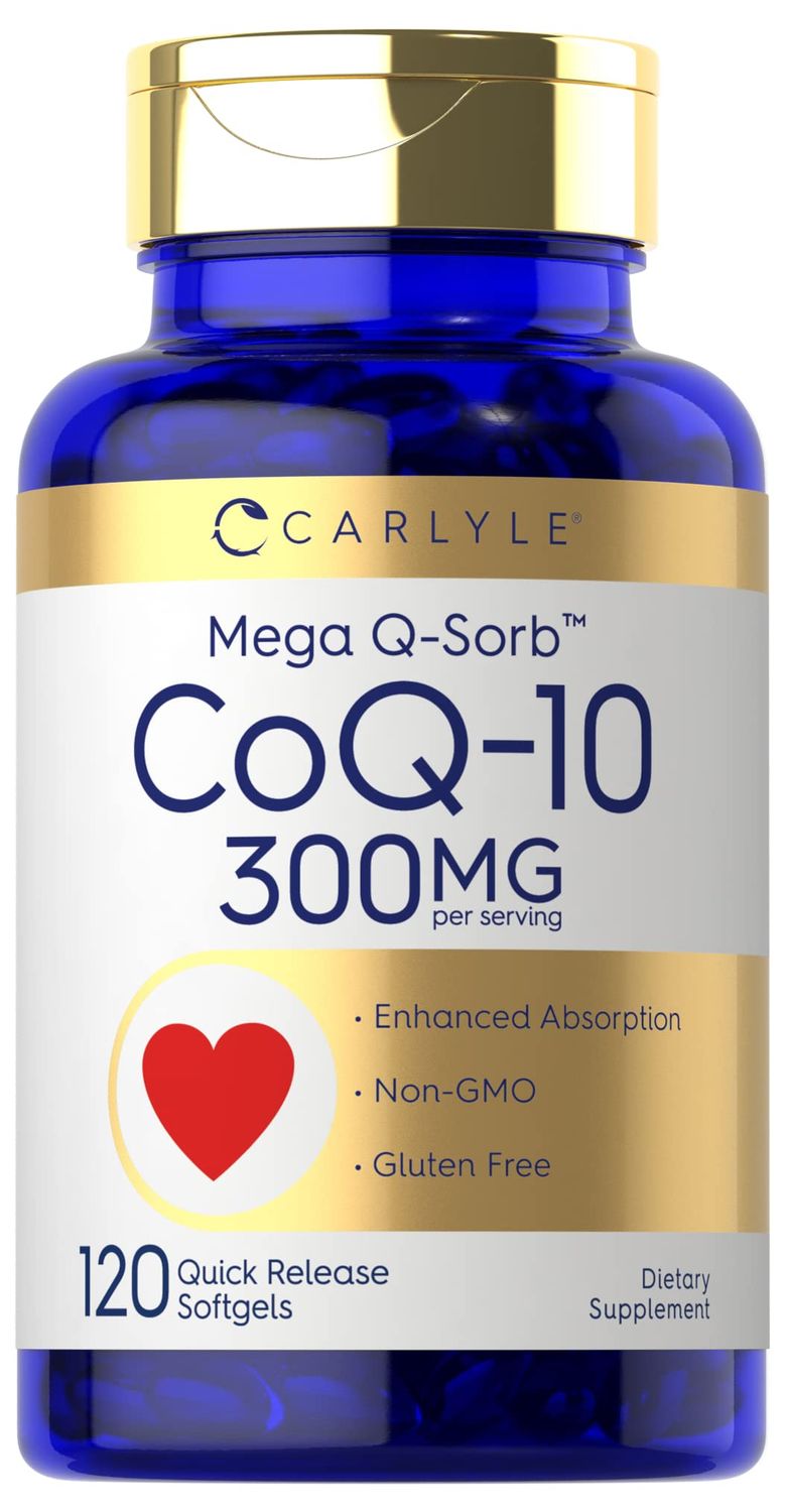 Carlyle CoQ10 300mg | 120 Softgels | Mega Q-Sorb Coenzyme Q-10 | with Black Pepper Extract | Non-GMO, Gluten Free Supplement