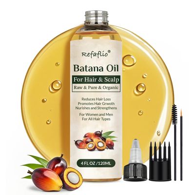 Batana Oil for Hair Growth, Dr Sebi Organic Raw Batana Oil, Enhances Hair Thickness, Prevents Hair Loss for Men and Women 120ml.