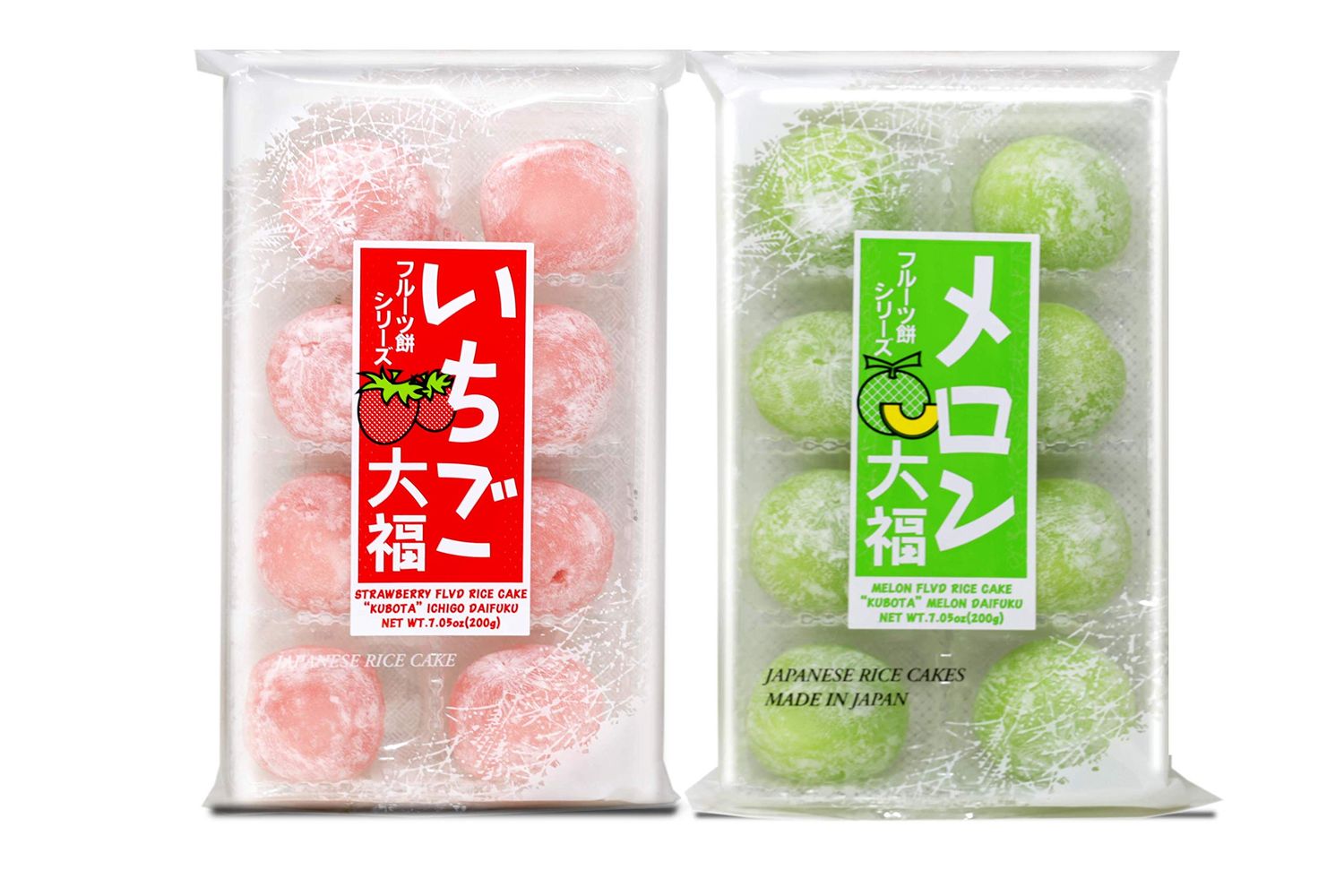 Japanese Mochi Fruits Daifuku (Rice Cake) CHOICE OF: Strawberry, Melon, Green Tea, Orange Flavors. (StrawberryMelon)