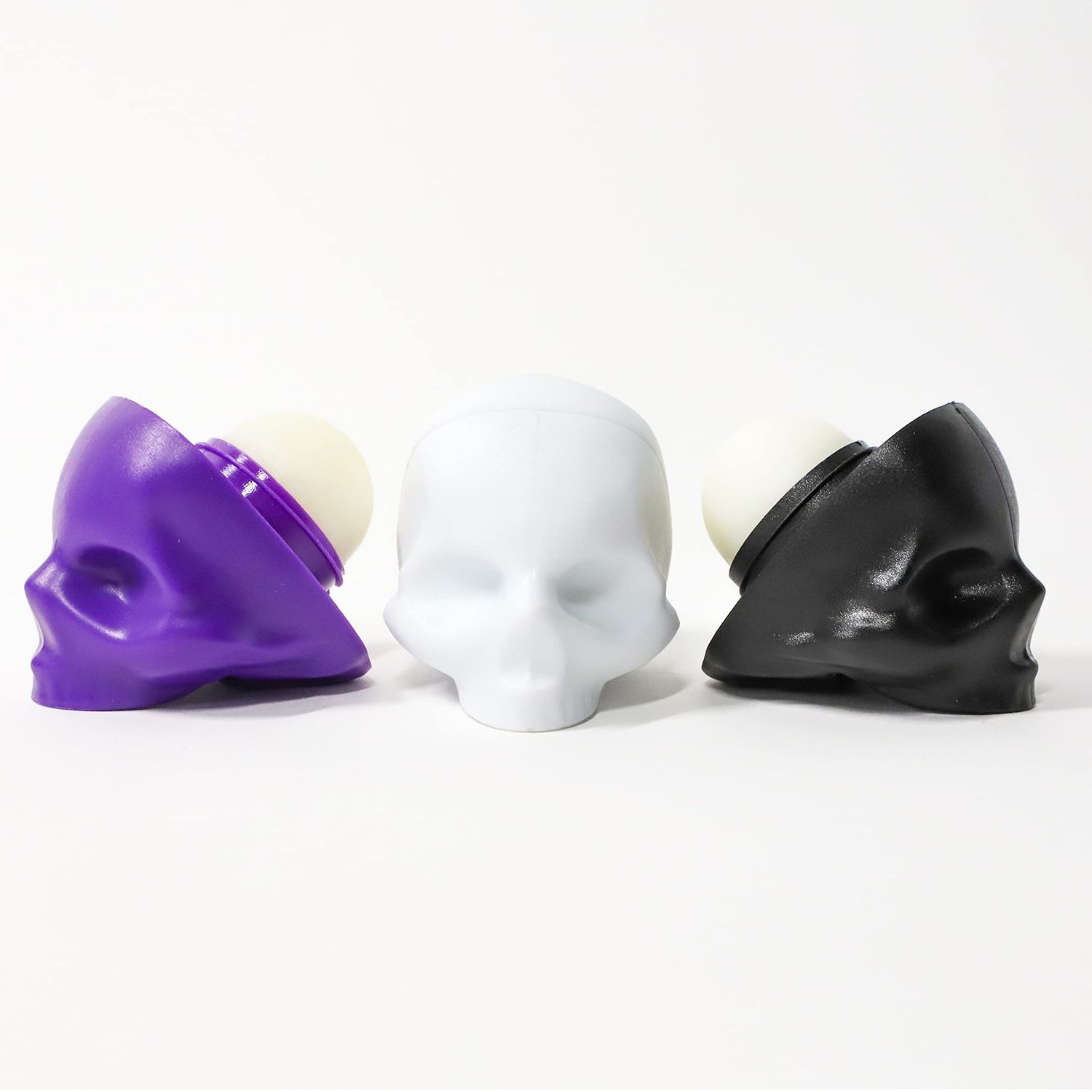 Rebels Refinery 3-Piece Neapolitan Skull Lip Balm Bundle - Passion Fruit, Black Mint &amp; White Vanilla