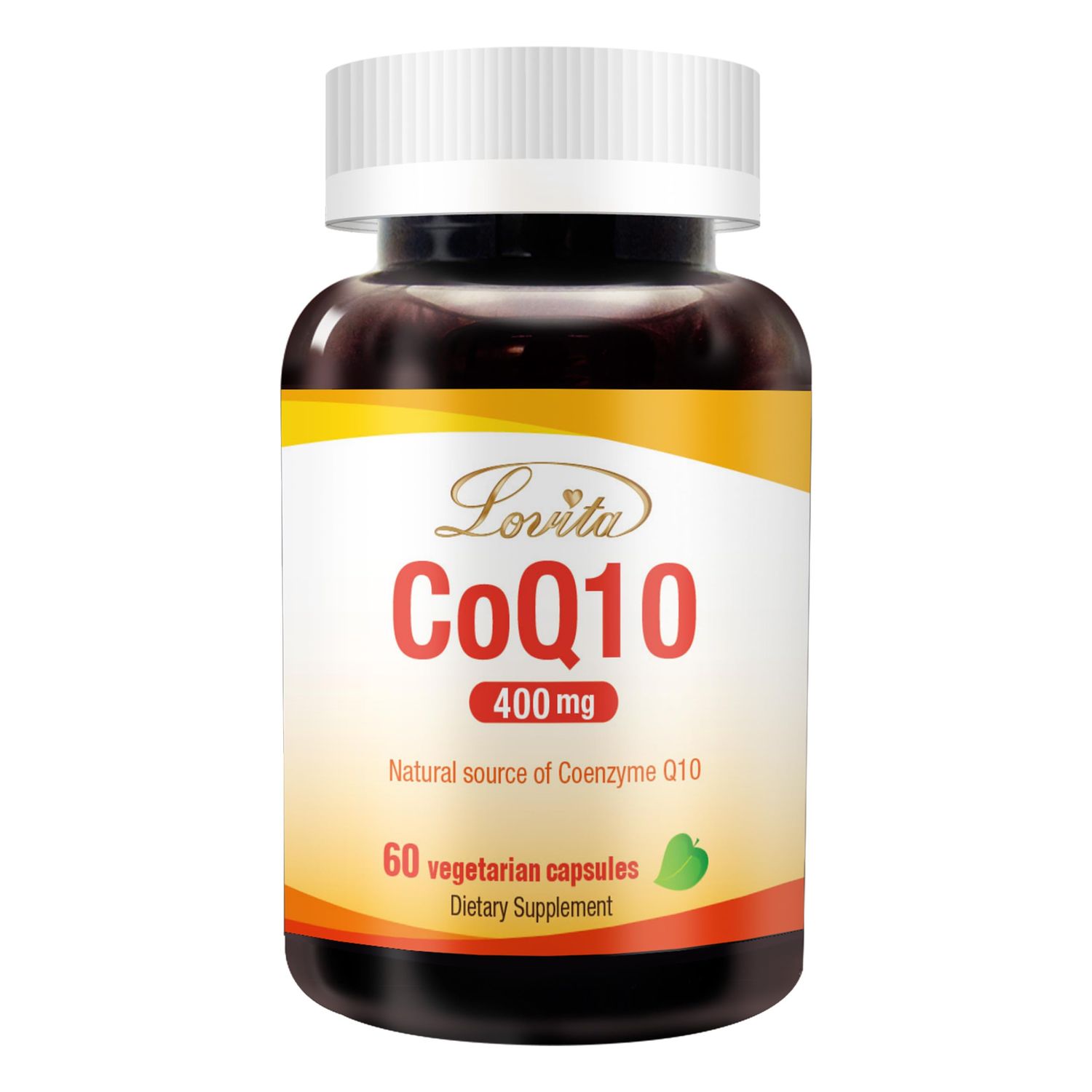 Lovita CoQ10 400mg Supplements | Easliy Absorbed Coenzyme Q10 Powder | Antioxidant Co Q10 Enzyme | Support Heart Health | Vegan | 60 Capsules