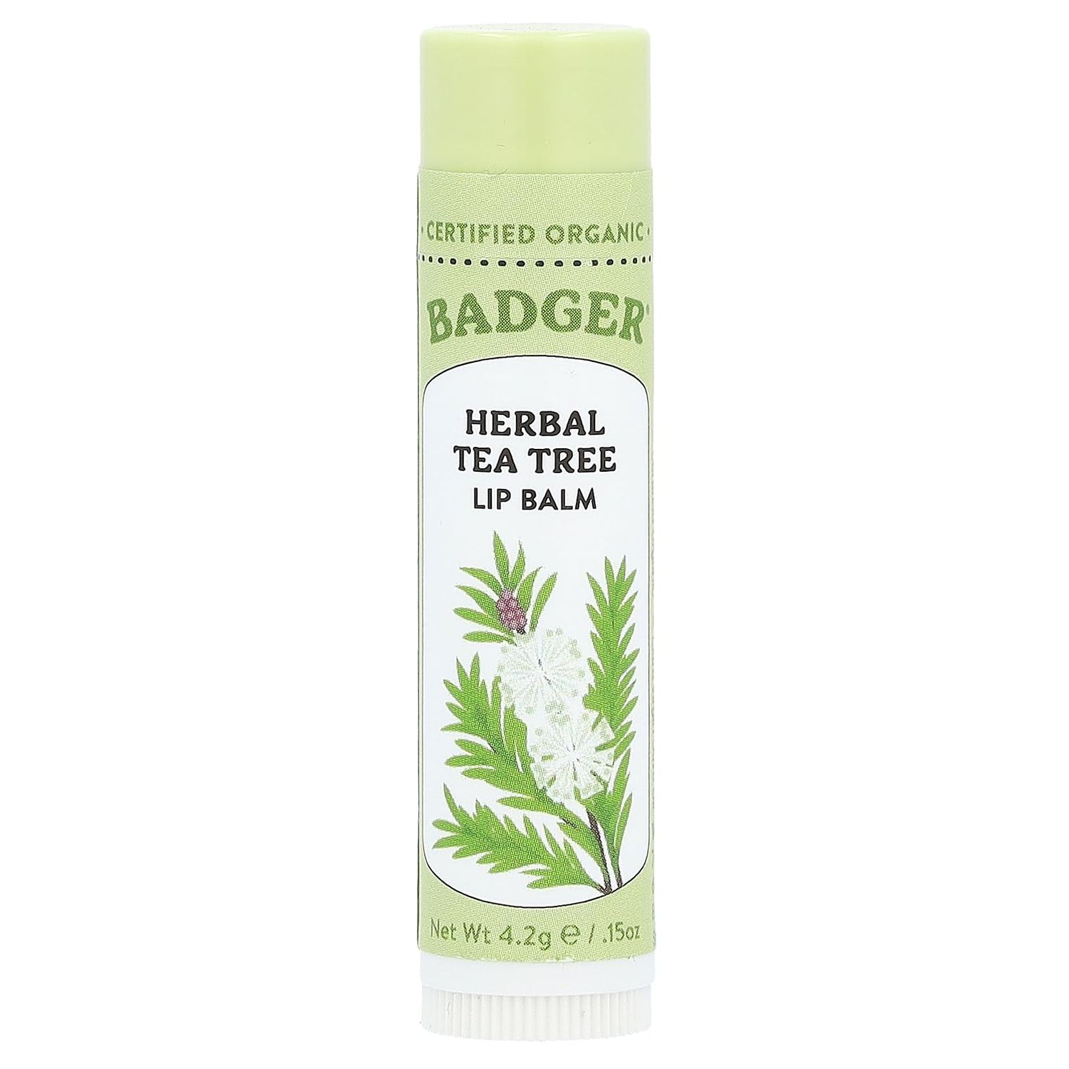 BADGER Organic Tea Tree Lemon Lip Balm, 0.15 OZ