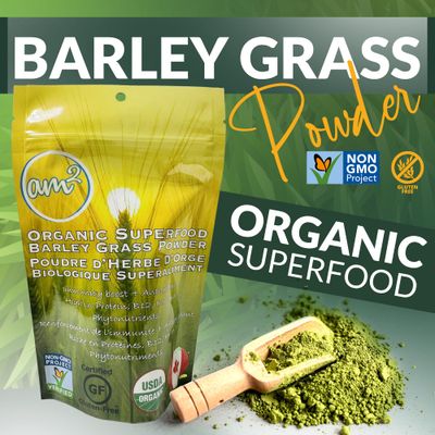 am2 Organic Barley Grass Powder - Organic Superfoods, 125g (62 Servings) - Rich in Antioxidants &amp; Nutrients, Supports Immunity, Digestive Health, and Heart Wellness with an Easy Daily Dose