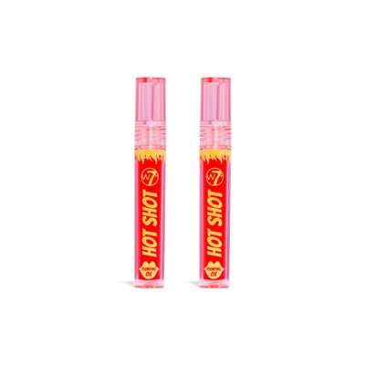 W7 Hot Shot Plumping Oil Bundle - Enhancing &amp; Repairing Plump Effect For Fuller Lips - Clear &amp; Soft, Natural, Everyday Lip Care - 2 Pack