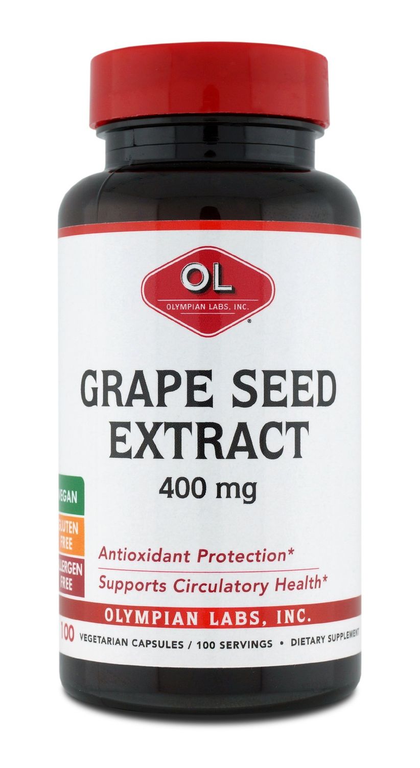 Olympian Labs Grape Seed Extract 400mg Vegan Capsules | Supports Heart &amp; Immune Health, Antioxidant - 100 Count