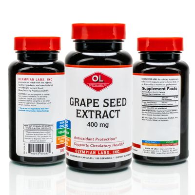 Olympian Labs Grape Seed Extract 400mg Vegan Capsules | Supports Heart &amp; Immune Health, Antioxidant - 100 Count