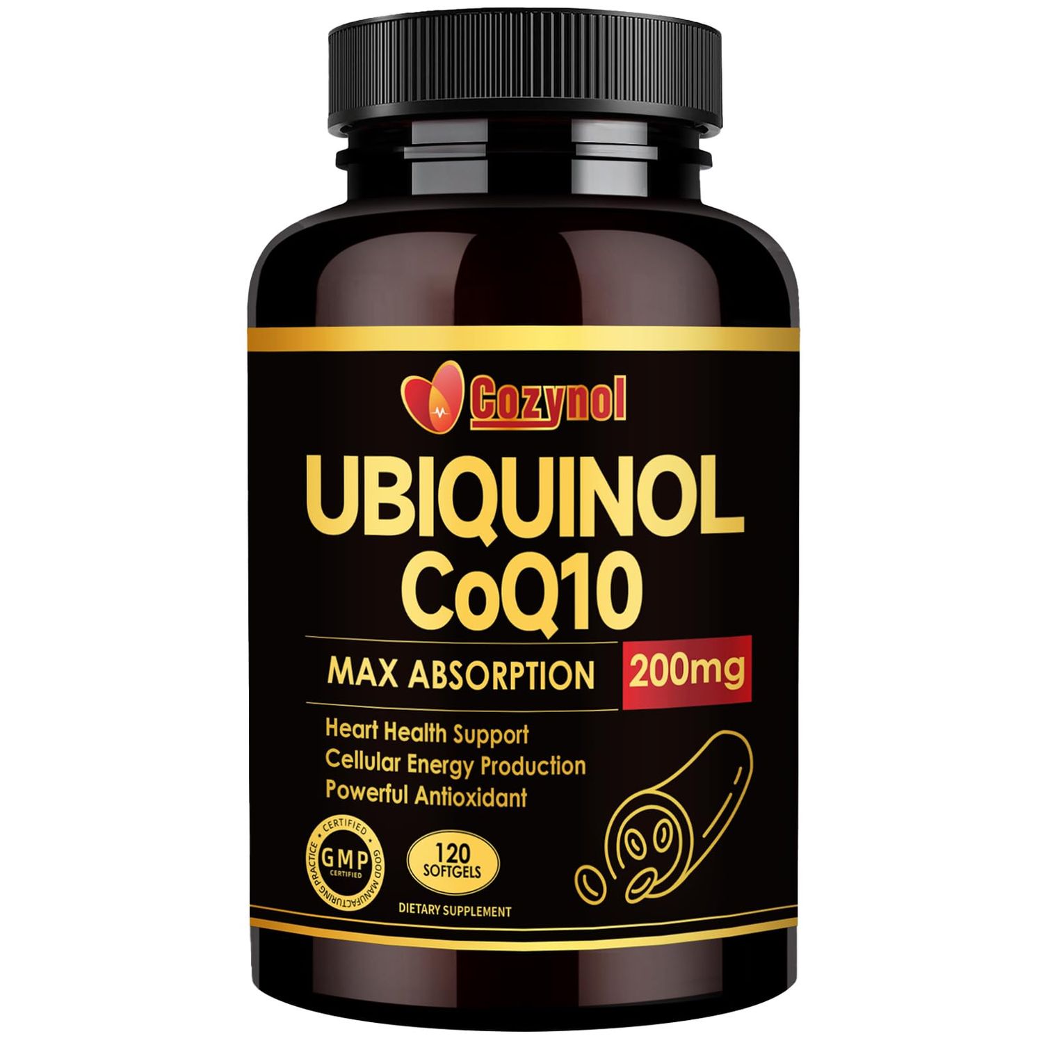 Ubiquinol CoQ10-200mg-Softgels with Vitamin E &amp; Omega 3, High Absorption Coenzyme Q10 Support Heart Health &amp; Energy-Production Powerful-Antioxidant, 120 Counts