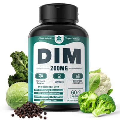 LILICARE DIM 200mg/400mg Menopause Supplements| Support Hot Flashes, Moo-d Swings, Slee-p Disturbances, Hormone Balance, PMS &amp; PCOS, Estrogen Supplement for Women w/DIM SGS &amp; Dong Quai