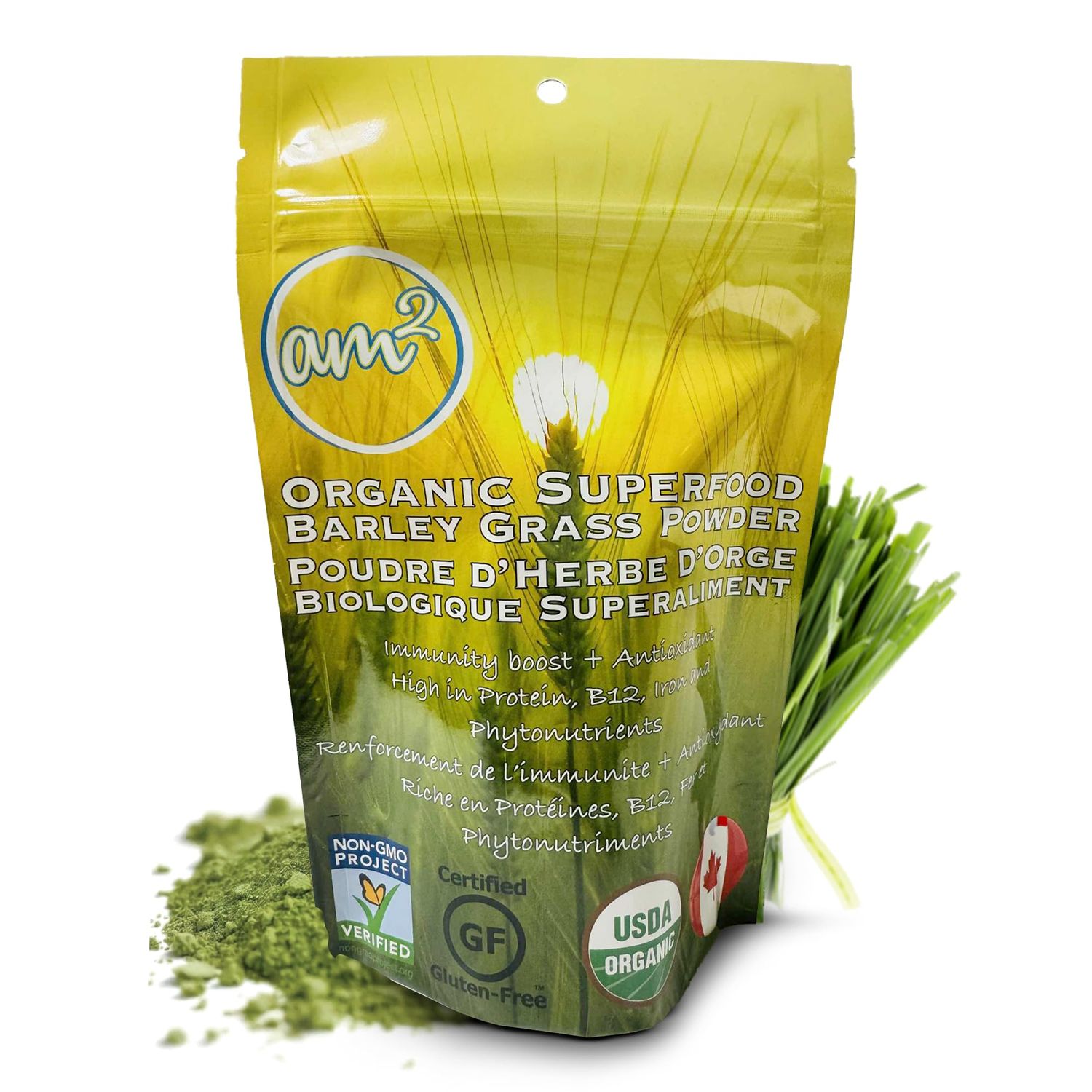 am2 Organic Barley Grass Powder - Organic Superfoods, 125g (62 Servings) - Rich in Antioxidants &amp; Nutrients, Supports Immunity, Digestive Health, and Heart Wellness with an Easy Daily Dose