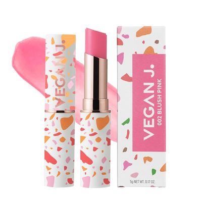Vegan J. Lip Balm - Long-Lasting Hydration with Natural Color - Korean Beauty, Oasis Plant Complex, Silicone-Free, Vegan &amp; Cruelty-Free Lip Care (002 Blush Pink)