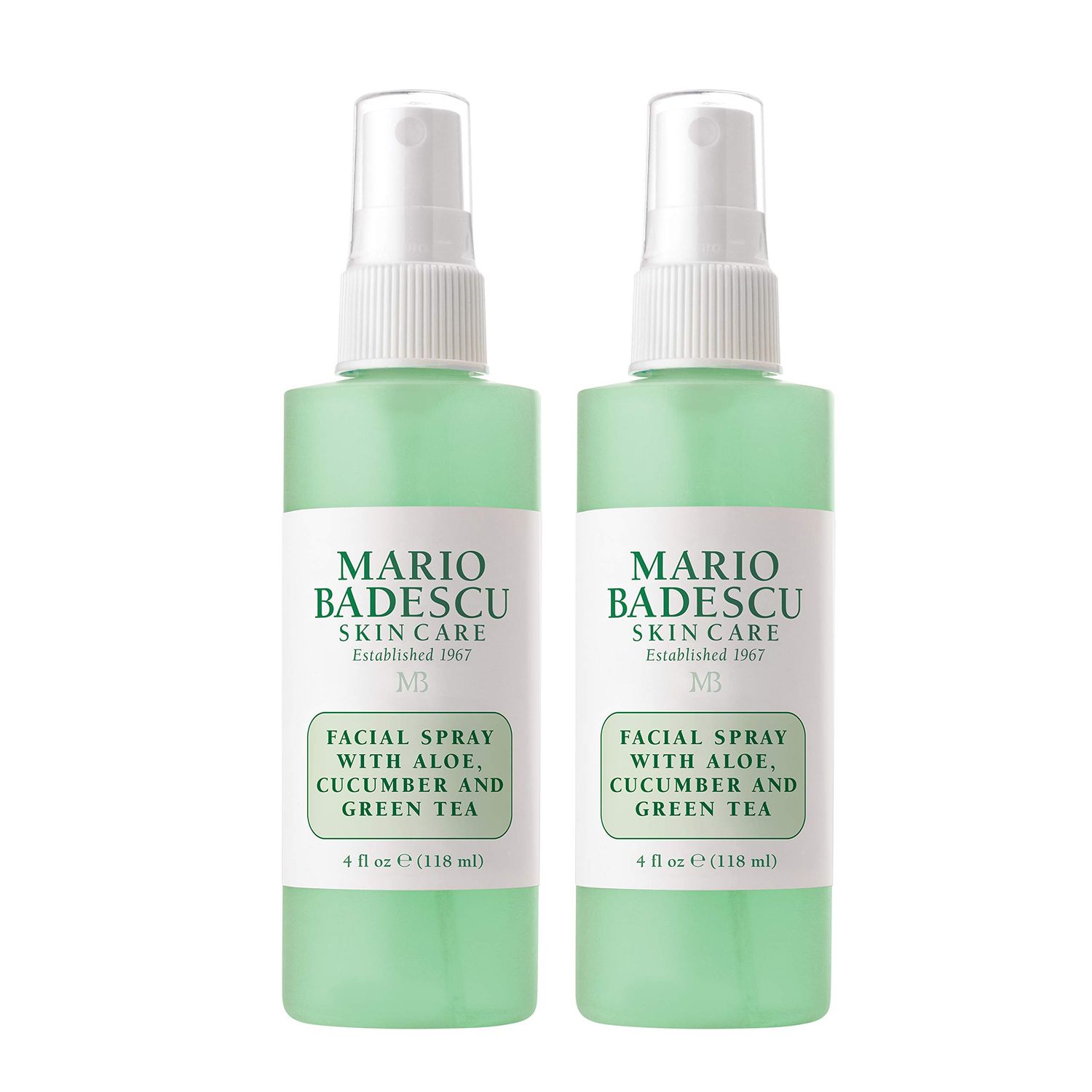 Mario Badescu Facial Spray with Aloe, Cucumber and Green Tea for All Skin Types | Face Mist that Hydrates &amp; Invigorates | 4 Fl Oz(Pack of 2)