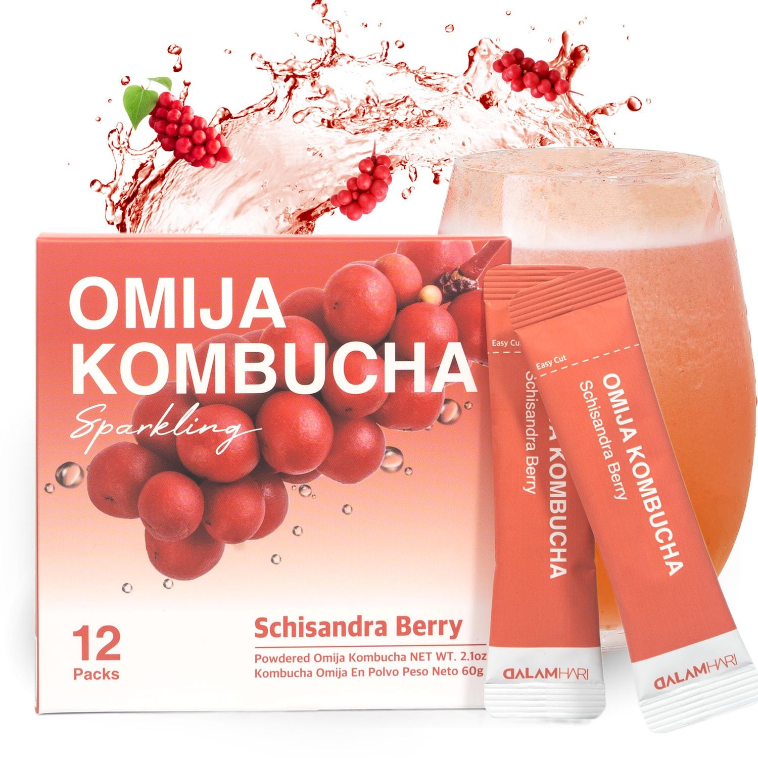 DALAMHARI Kombucha Powder Schisandra Berry Tea Omija 12T Probiotic Soda Urban Remedy Health Ade Drink Synergy Juice Scoby Starter Kit Adaptogenic Prebiotic Sugar Free Energy