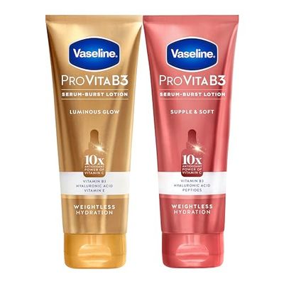 Vaseline Pro VitaB3 Skin Care Serum Burst for Healthy, Glowing Skin Luminous Glow &amp; Supple &amp; Soft 10x Antioxidant Power of Vitamin C with Vitamin B3, Hyaluronic Acid 7.5 fl oz 2Pk