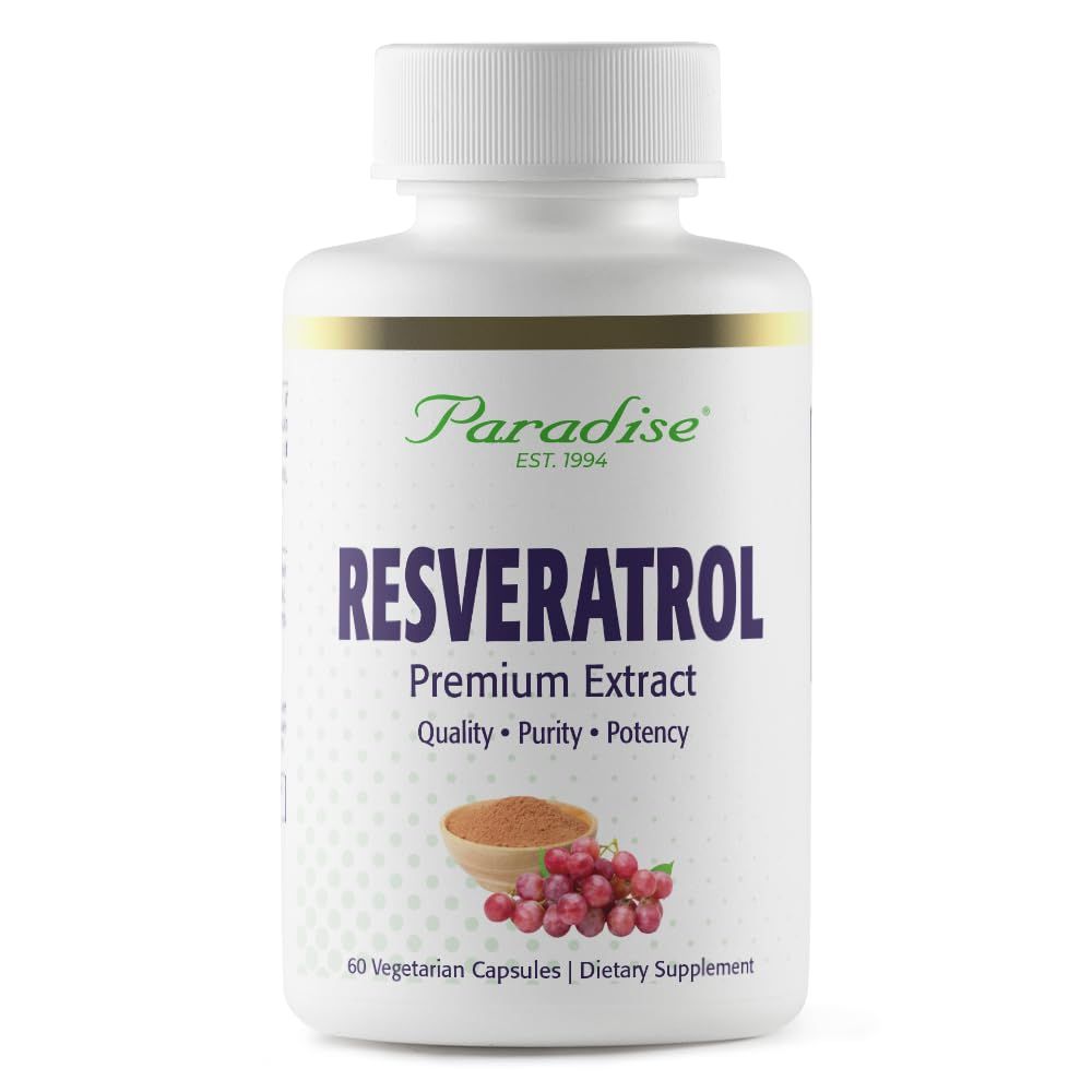 Paradise Herbs Resveratrol, Antioxidant, Super Potent, Ultra Pure, Vegan, Non GMO, Gluten Free, 60 Vegetarian Capsules