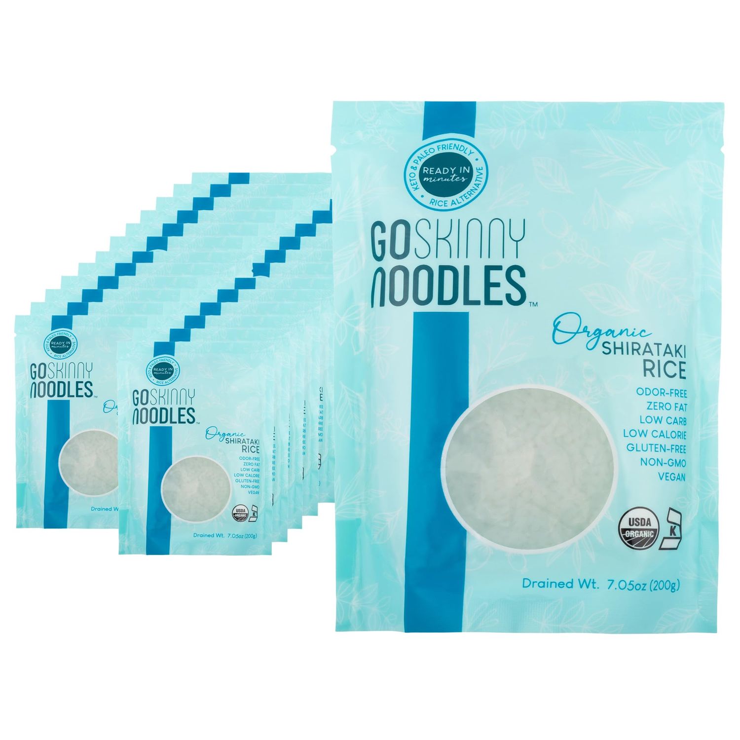 GoSkinny Noodles Rice (24), Organic, Odorless Shirataki &amp; Konjac, Low Carb, Low Calorie, Gluten Free, Vegan, Kosher, Keto, Paleo-Friendly, Ready in Minutes