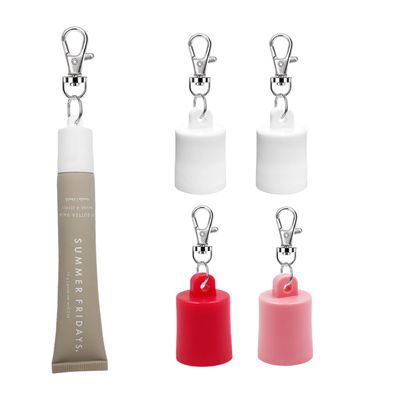 CAVEKEAP 4 PSC Keychain Cap Compatible with Summer Fridays 0.5 Oz Lip Balm, Portable Holder Keychain Cap For Summer Fridays 0.5 Oz Lip Repair Tubes