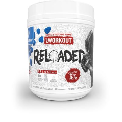 5 Nutrition Rich Piana Reloaded High Stim Pre-Workout | Ultra Energy, Focus, Pumps, Power &amp; Endurance | Citrulline, GlycerSize, Nitrosigine, Creatine, Choline, Huperzine A (Blue Raspberry)