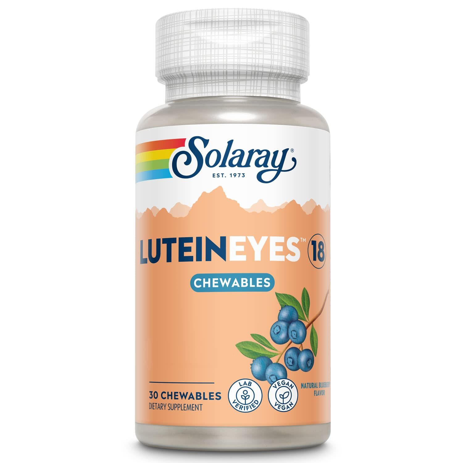 SOLARAY Chewable Lutein Eyes 18 | Eye &amp; Macular Health Support Supplement w/Naturally Occurring Lutein and Zeaxanthin | Non-GMO | 30 Chewables