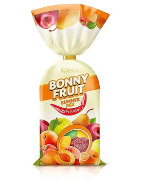 Roshen Bonny Fruit Summer Mix Gummy Candy, Made with 25 Fruit Juice, 200grams (Pack of 1)