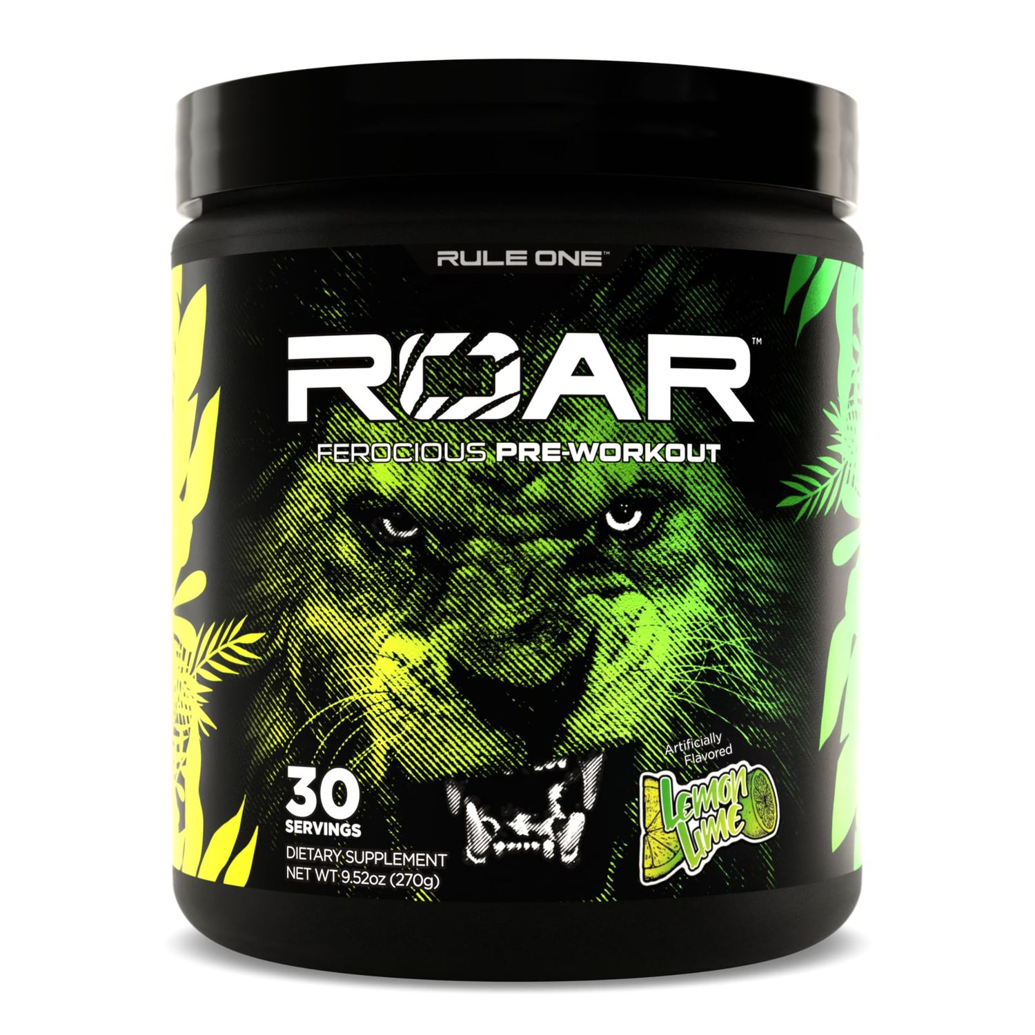 Rule 1 R1 Roar - Pre-Workout Powder with Creatine, Beta-Alanine, Citrulline, Electrolytes &amp; Caffeine (Servings, Lemon Lime)