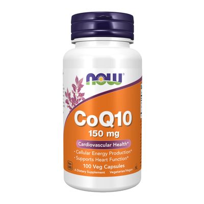 NOW Foods Supplements, CoQ10 150 mg, Pharmaceutical Grade, All-Trans Form produced by Fermentation, 100 Veg Capsules