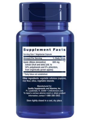 Life Extension AppleWise, Apple polyphenol Extract for Heart, Cellular and Colon Health, Gluten Free, Non-GMO, Vegetarian, 30 Capsules